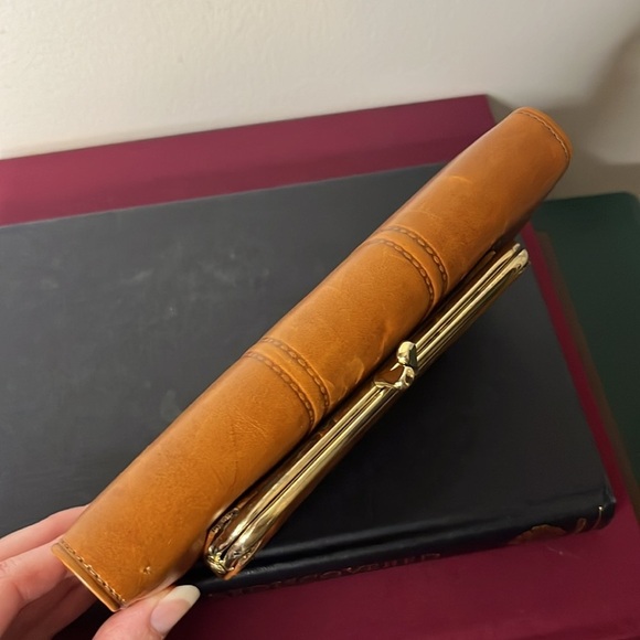Vintage 1970s Di Lido Genuine Cowhide Leather Caramel Brown Checkbook Wallet - Picture 6 of 14